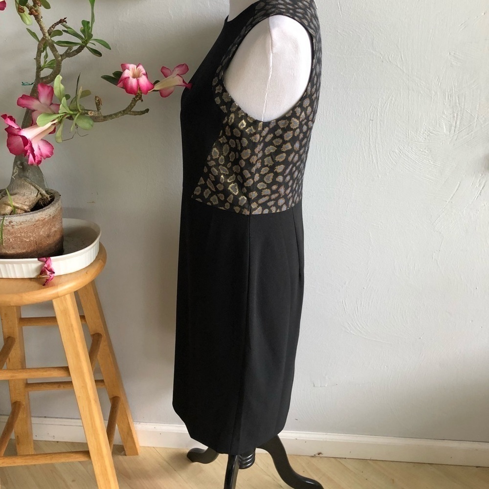 NWT Ann Taylor metallic leopard black sheath dress workwear - Picture 6 of 8
